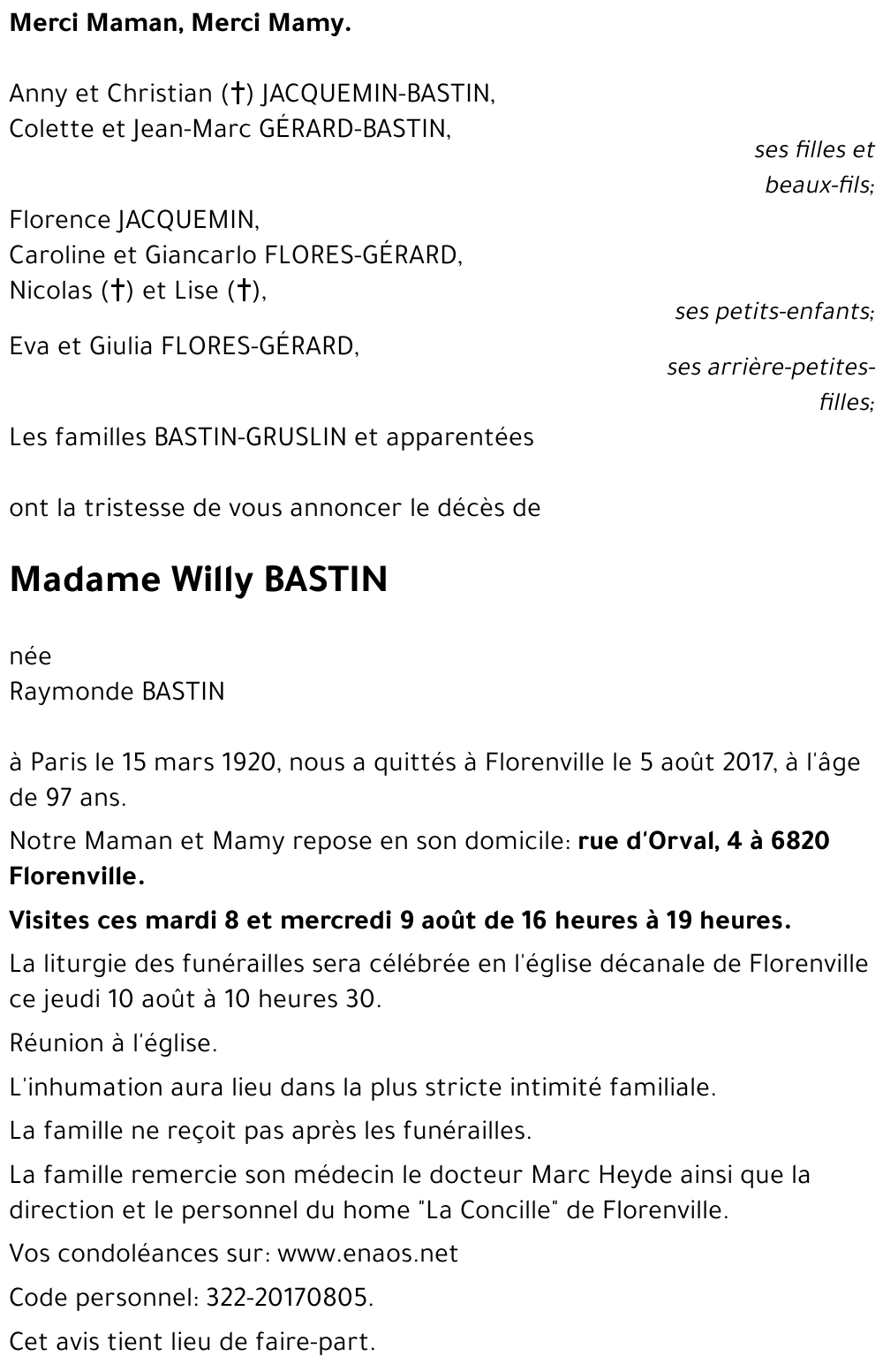 Raymonde BASTIN