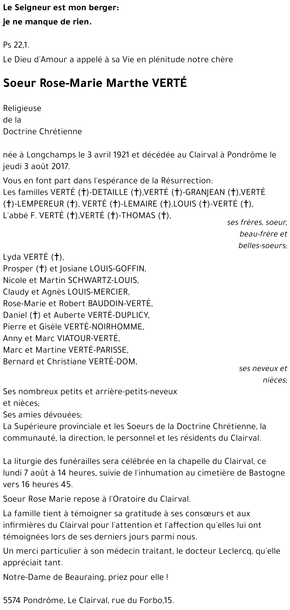 Rose-Marie Marthe VERTE