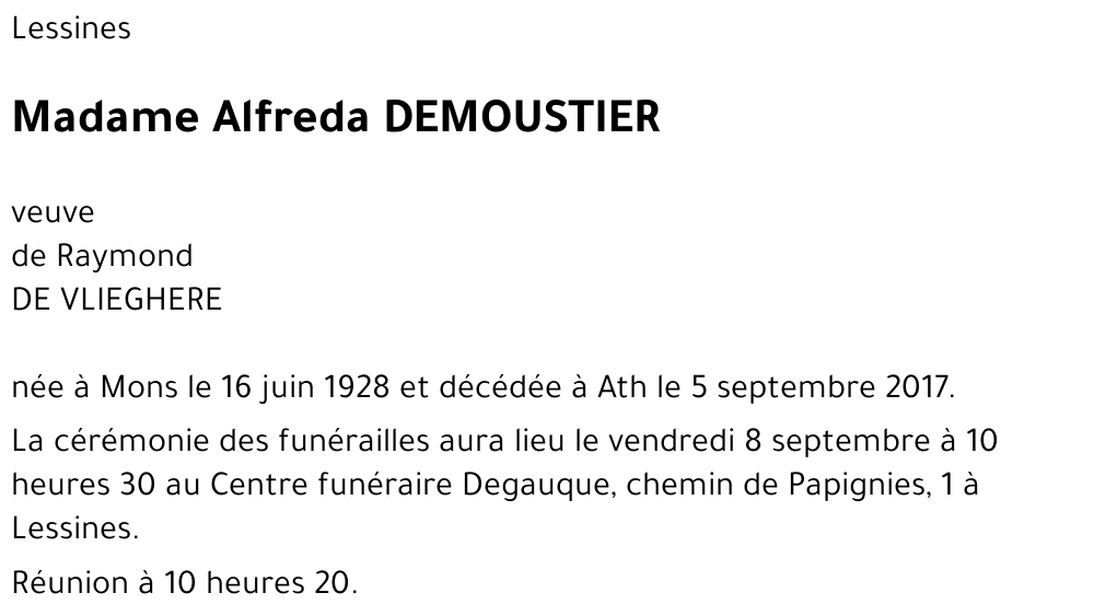 Alfreda DEMOUSTIER