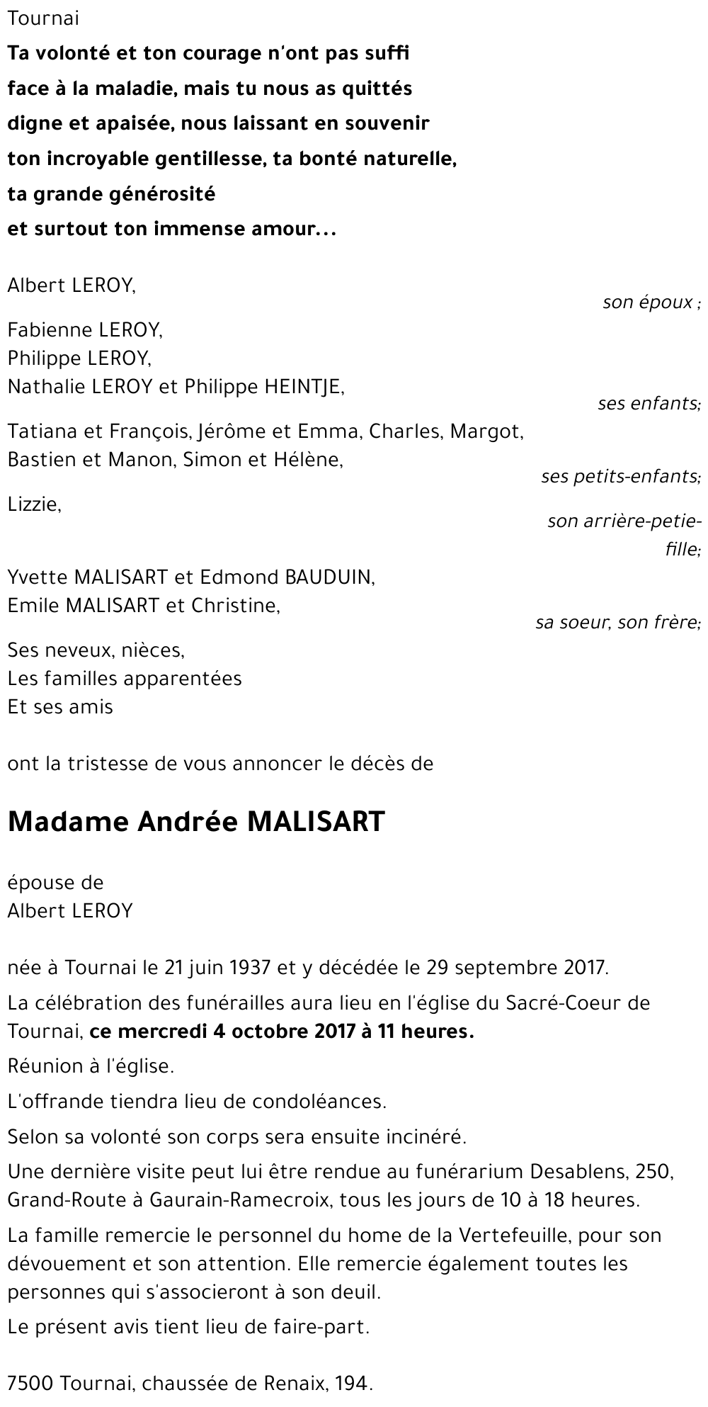 Andrée MALISART