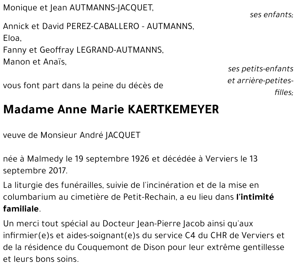 Anne Marie KAERTKEMEYER