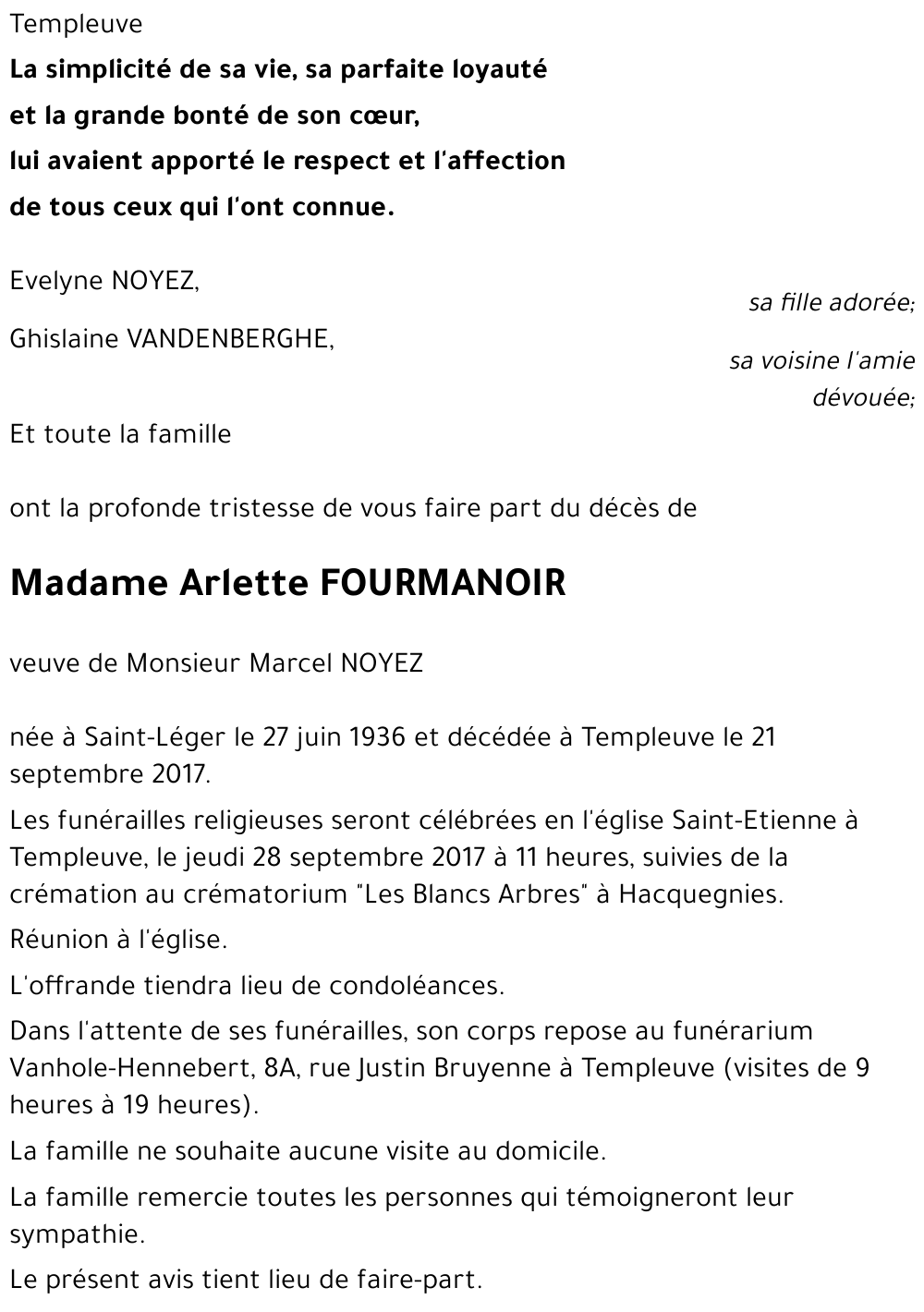 Arlette FOURMANOIR