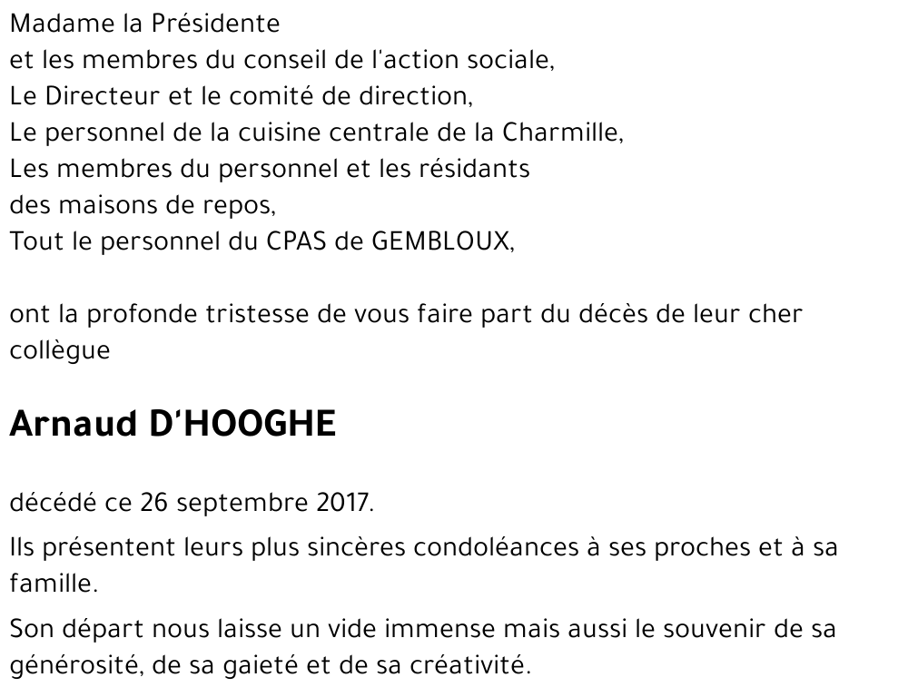 Arnaud D'HOOGHE