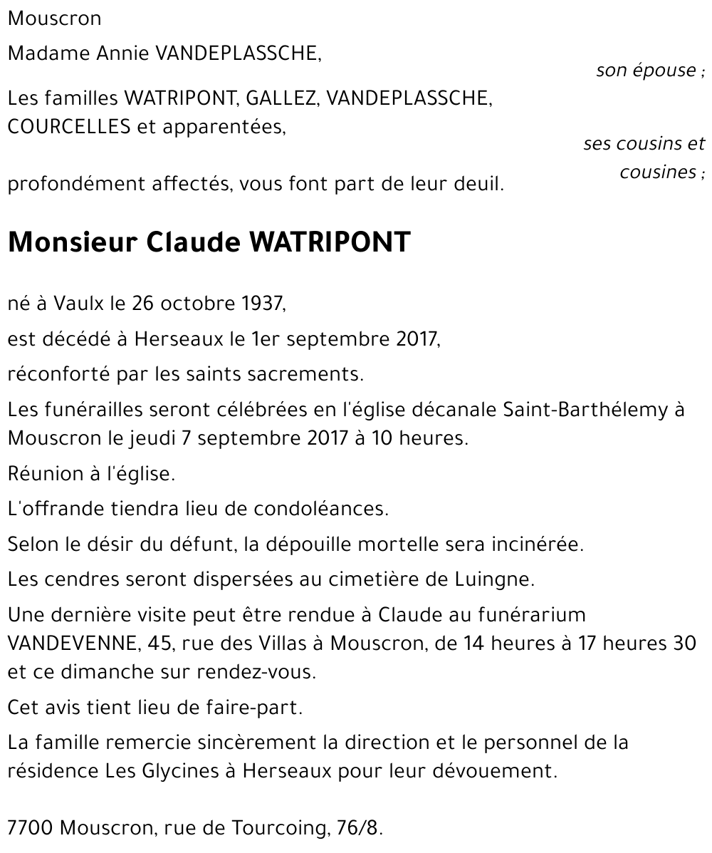 CLAUDE WATRIPONT