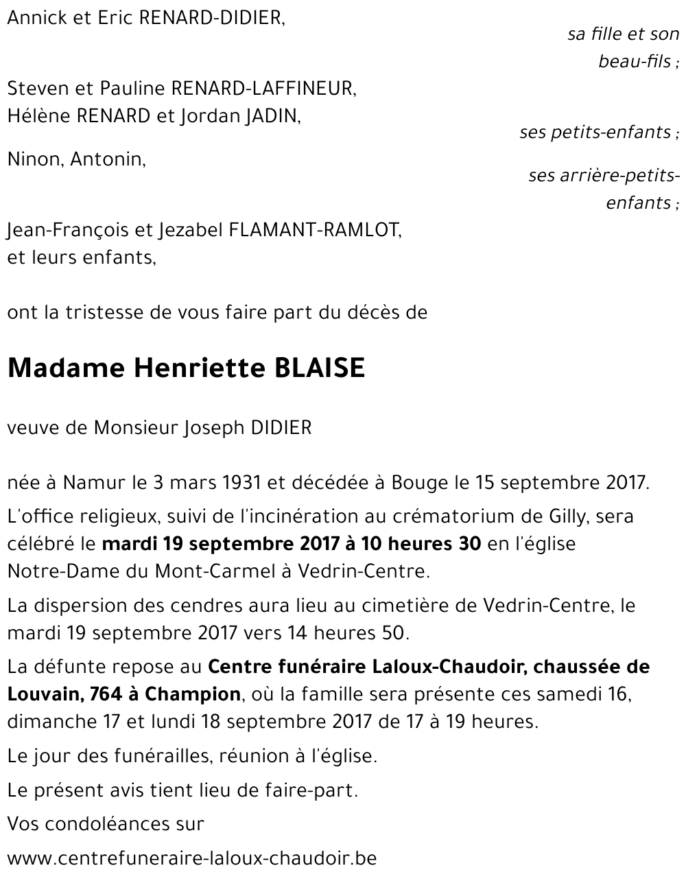 Henriette BLAISE