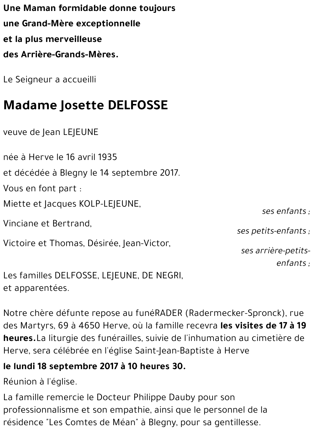 Josette DELFOSSE
