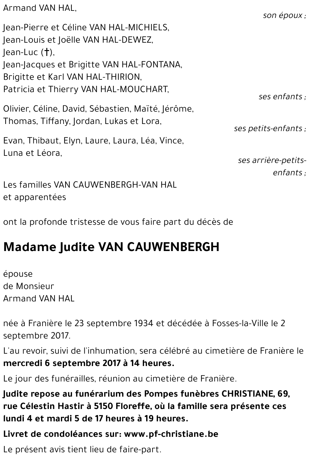 Judite VAN CAUWENBERGH