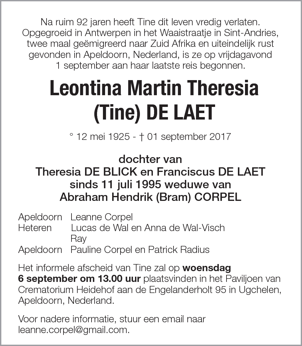 Leontina Martin Theresia De Laet