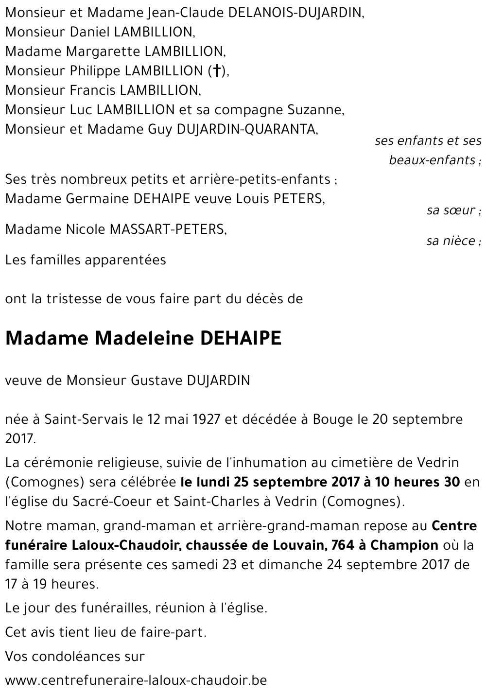 Madeleine DEHAIPE