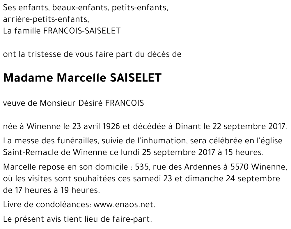 Marcelle SAISELET