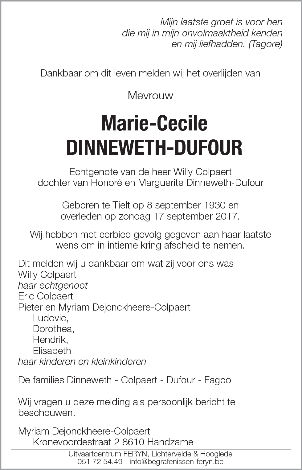 Marie Cecile Dinneweth - Dufour