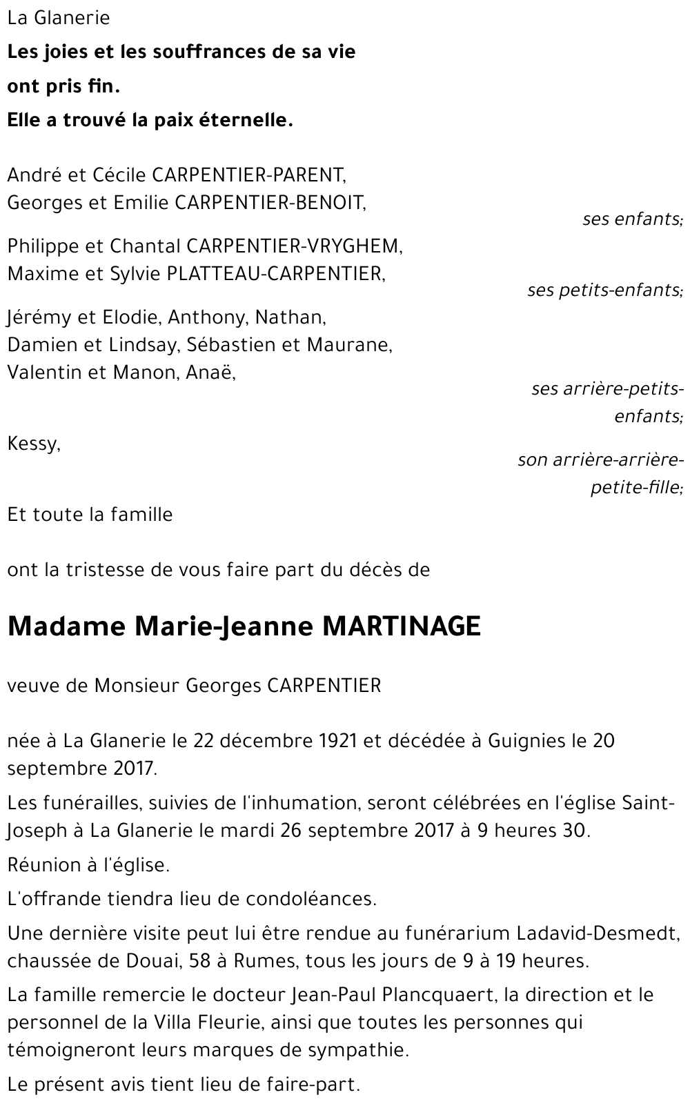 Marie-Jeanne MARTINAGE