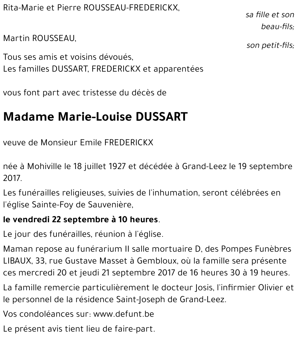 Marie-Louise DUSSART
