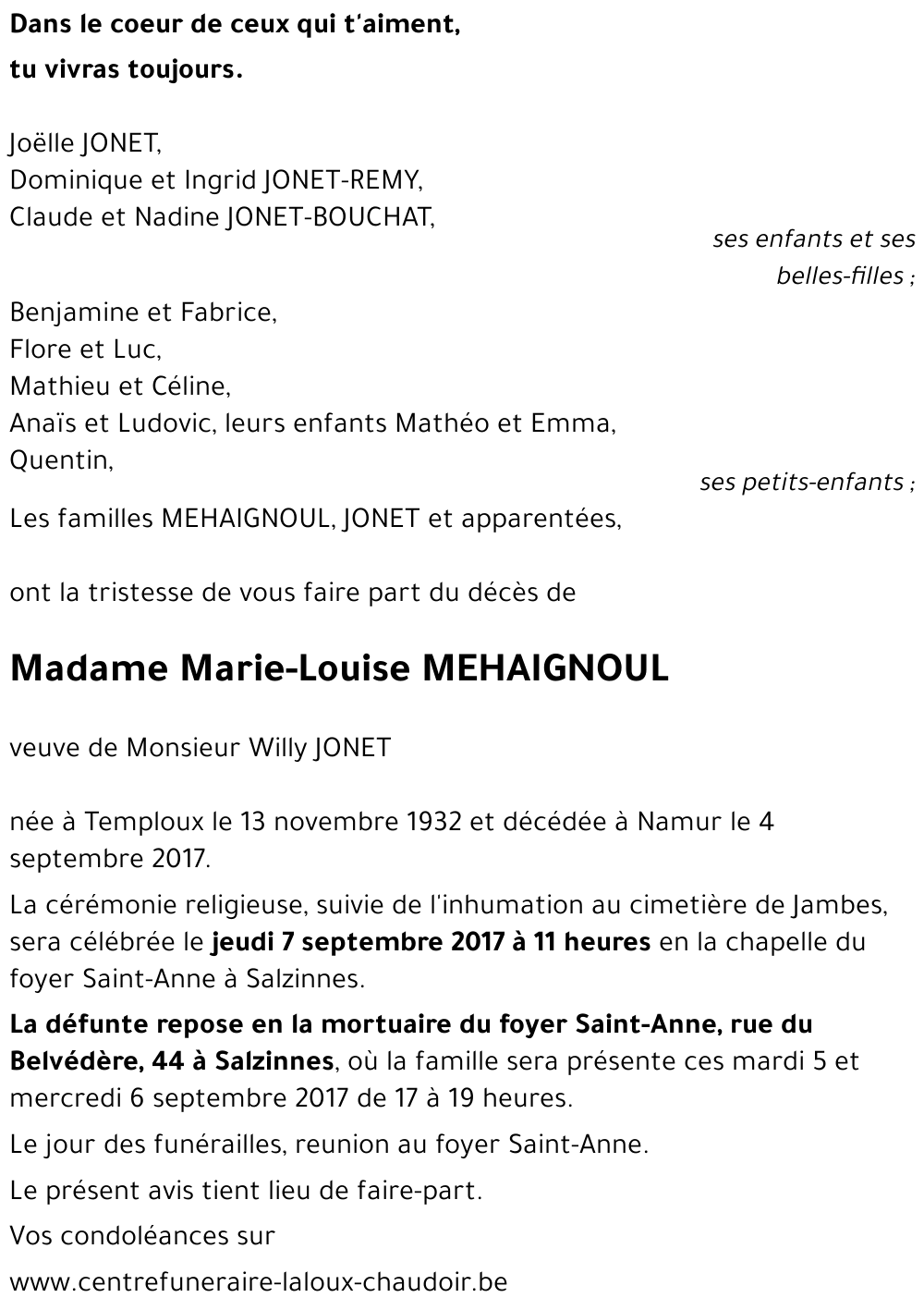 Marie-Louise MEHAIGNOUL