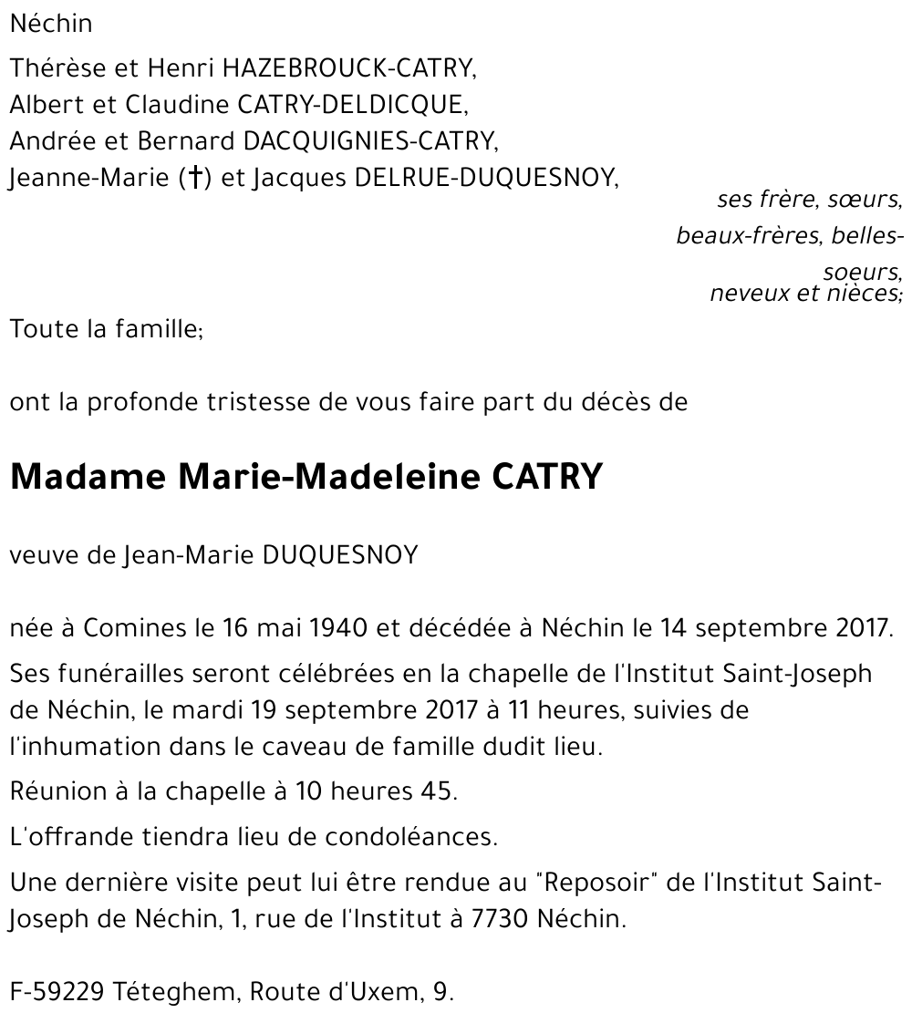 Marie-Madeleine CATRY