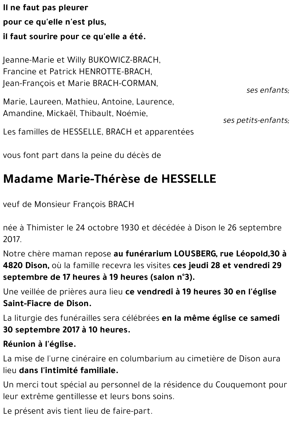 Marie-Thérèse de HESSELLE