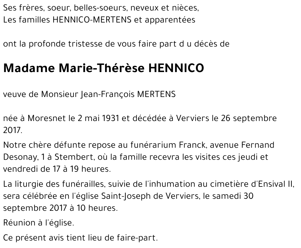 Marie-Thérèse HENNICO