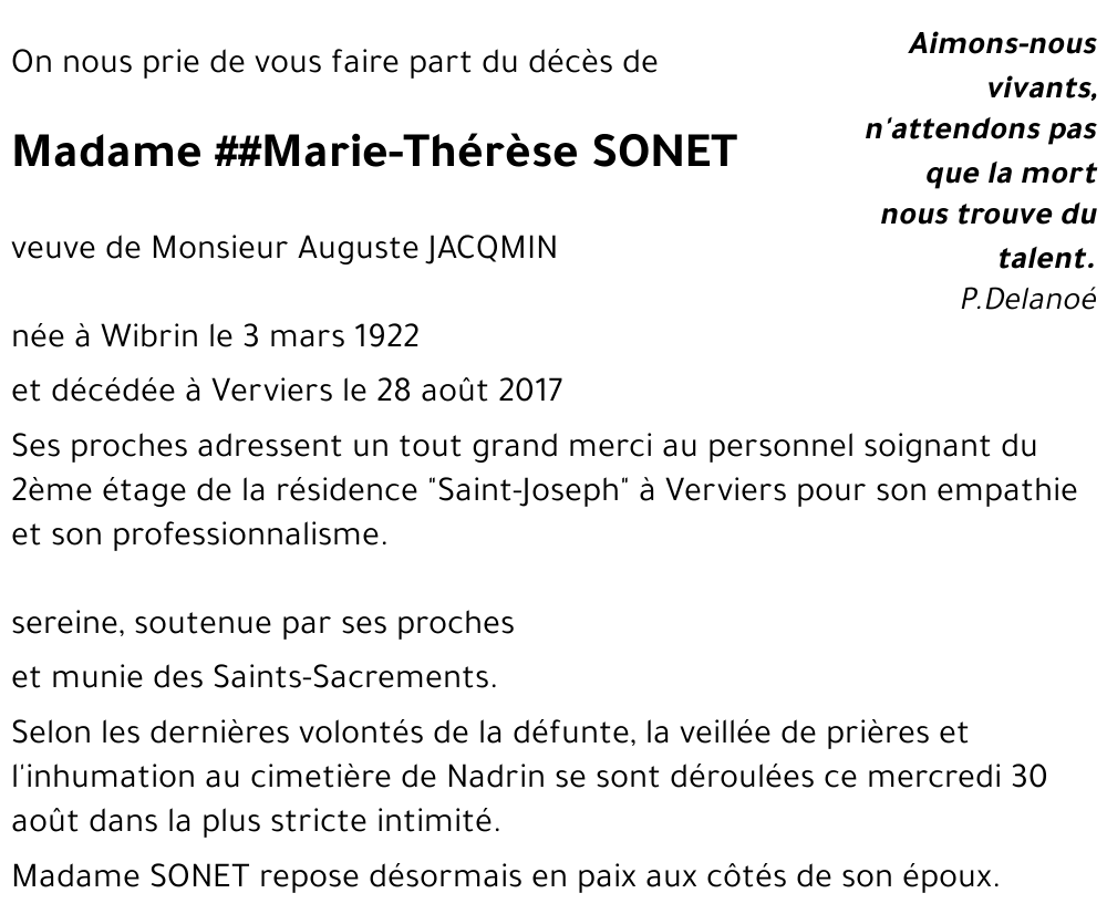 Marie-Thérèse SONET
