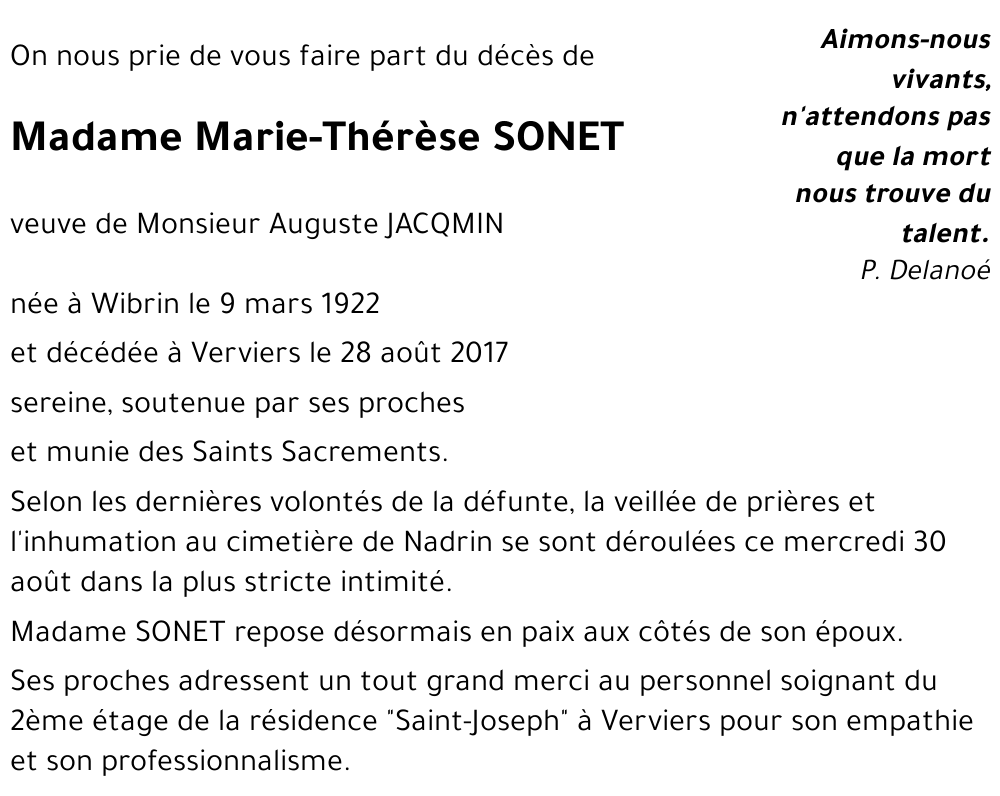 Marie-Thérèse SONET