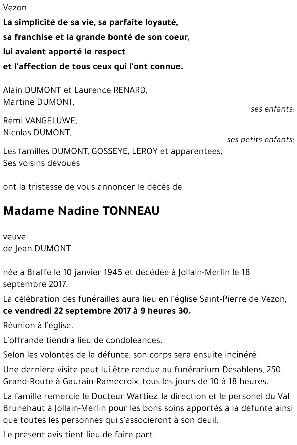 Nadine TONNEAU