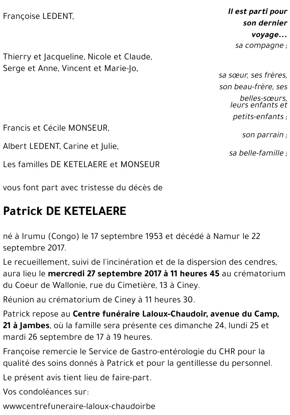 Patrick DE KETELAERE