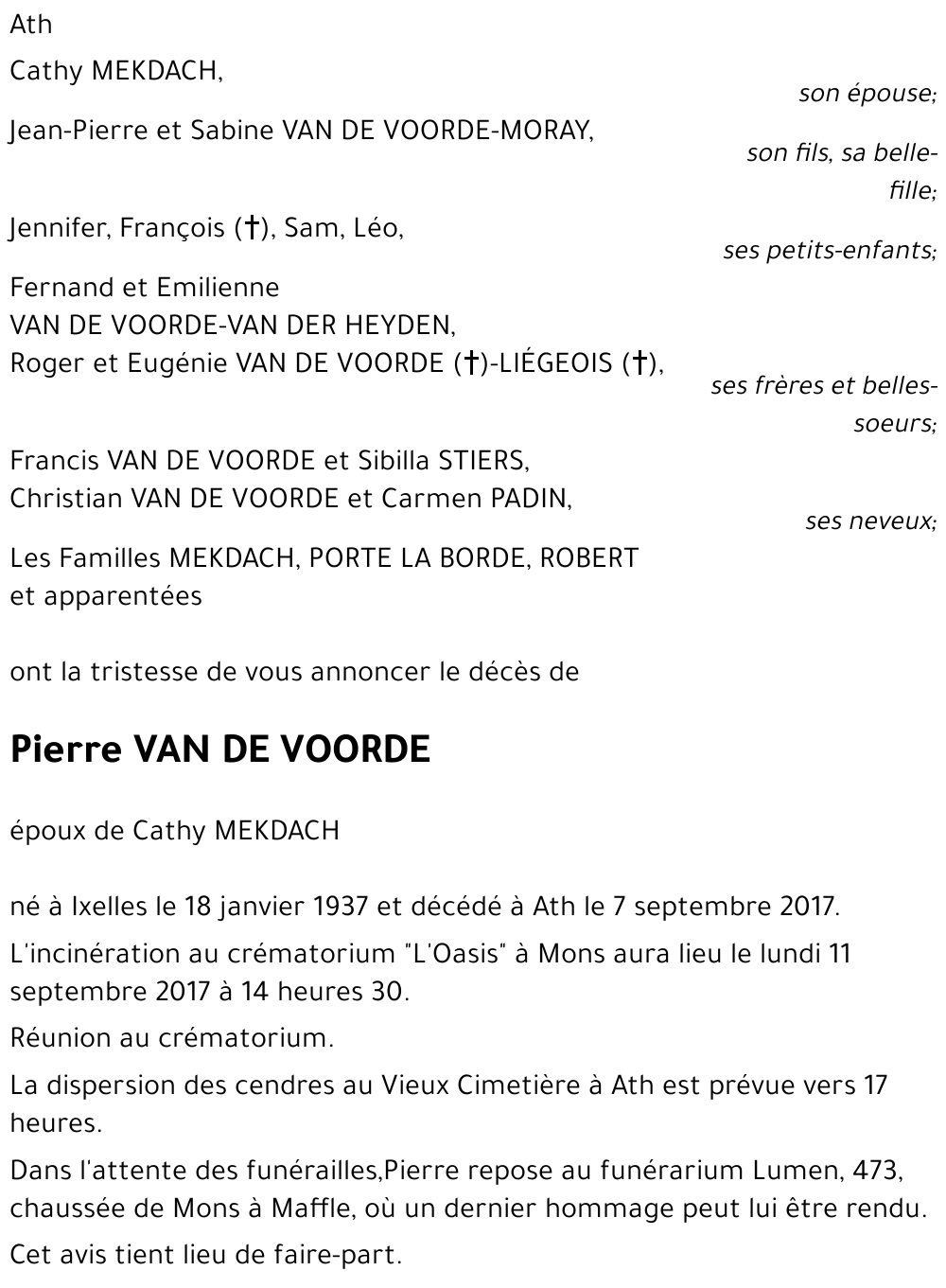 Pierre VAN DE VOORDE