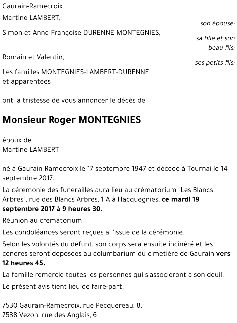 Roger MONTEGNIES