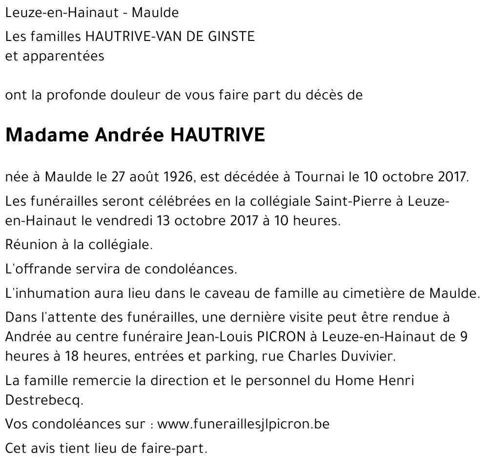 Andrée HAUTRIVE