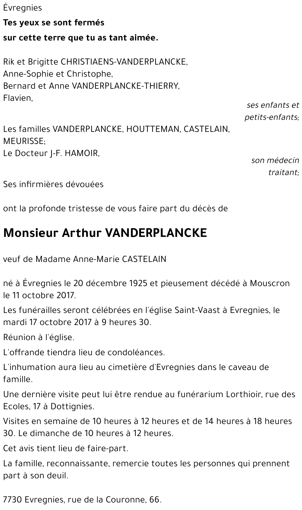 Arthur VANDERPLANCKE