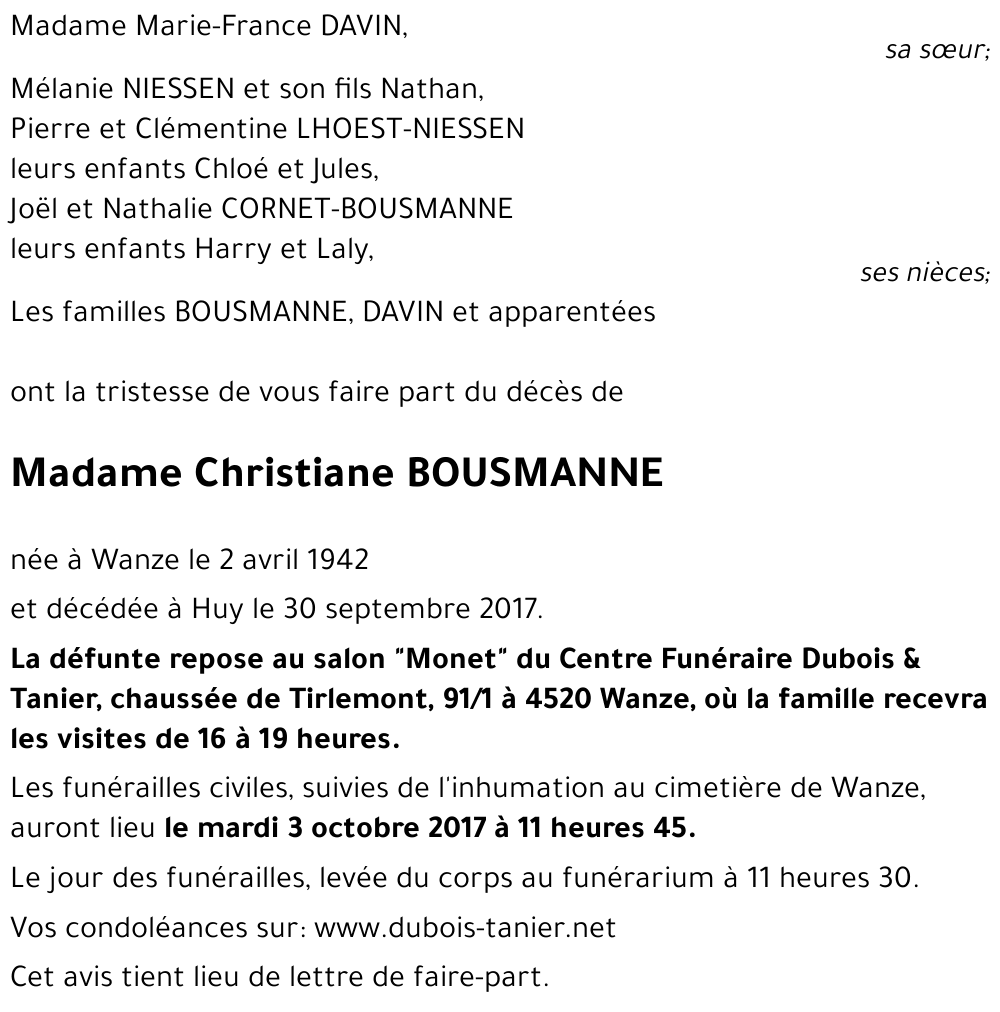 Christiane BOUSMANNE