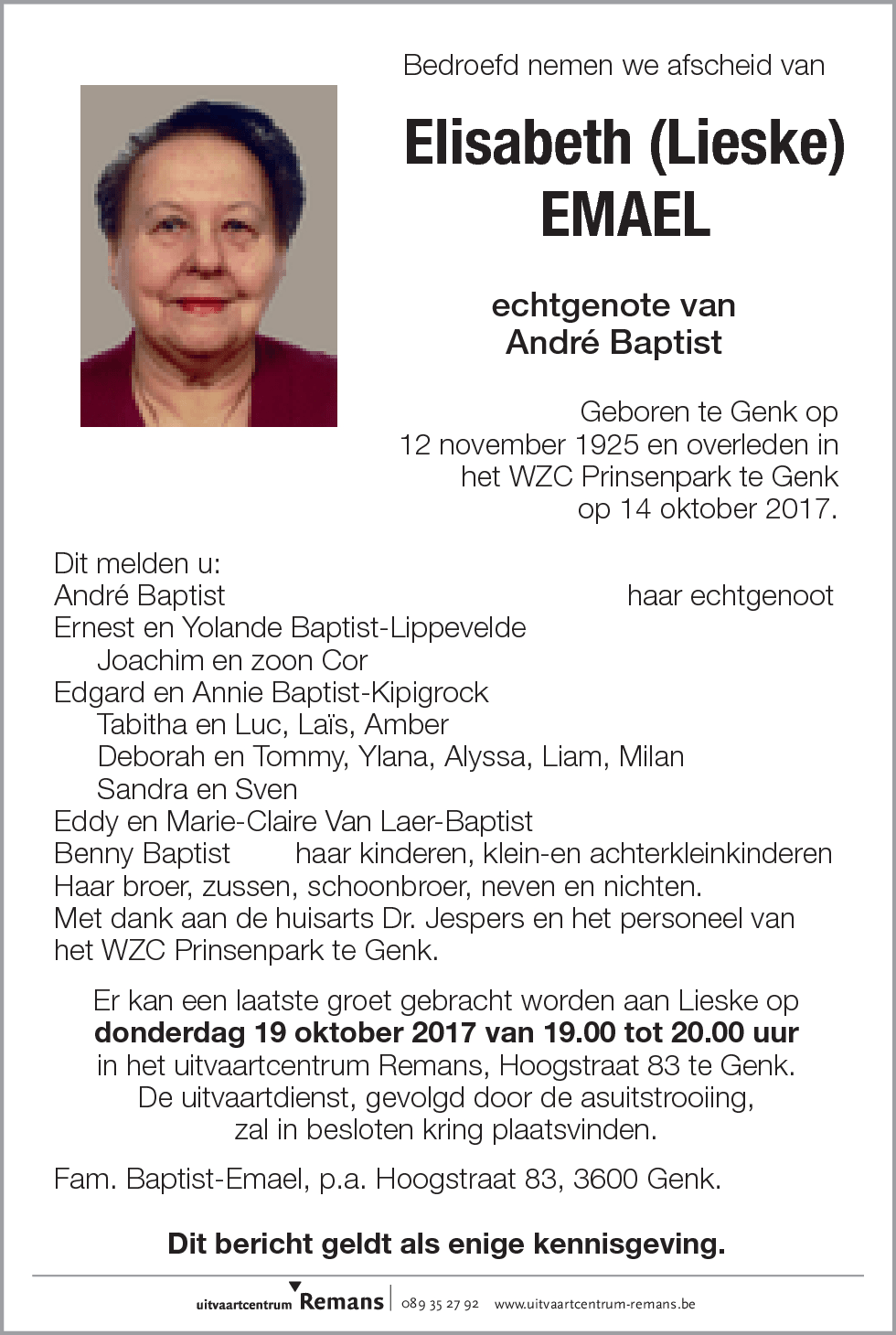 Elisabeth (Lieske) Emael