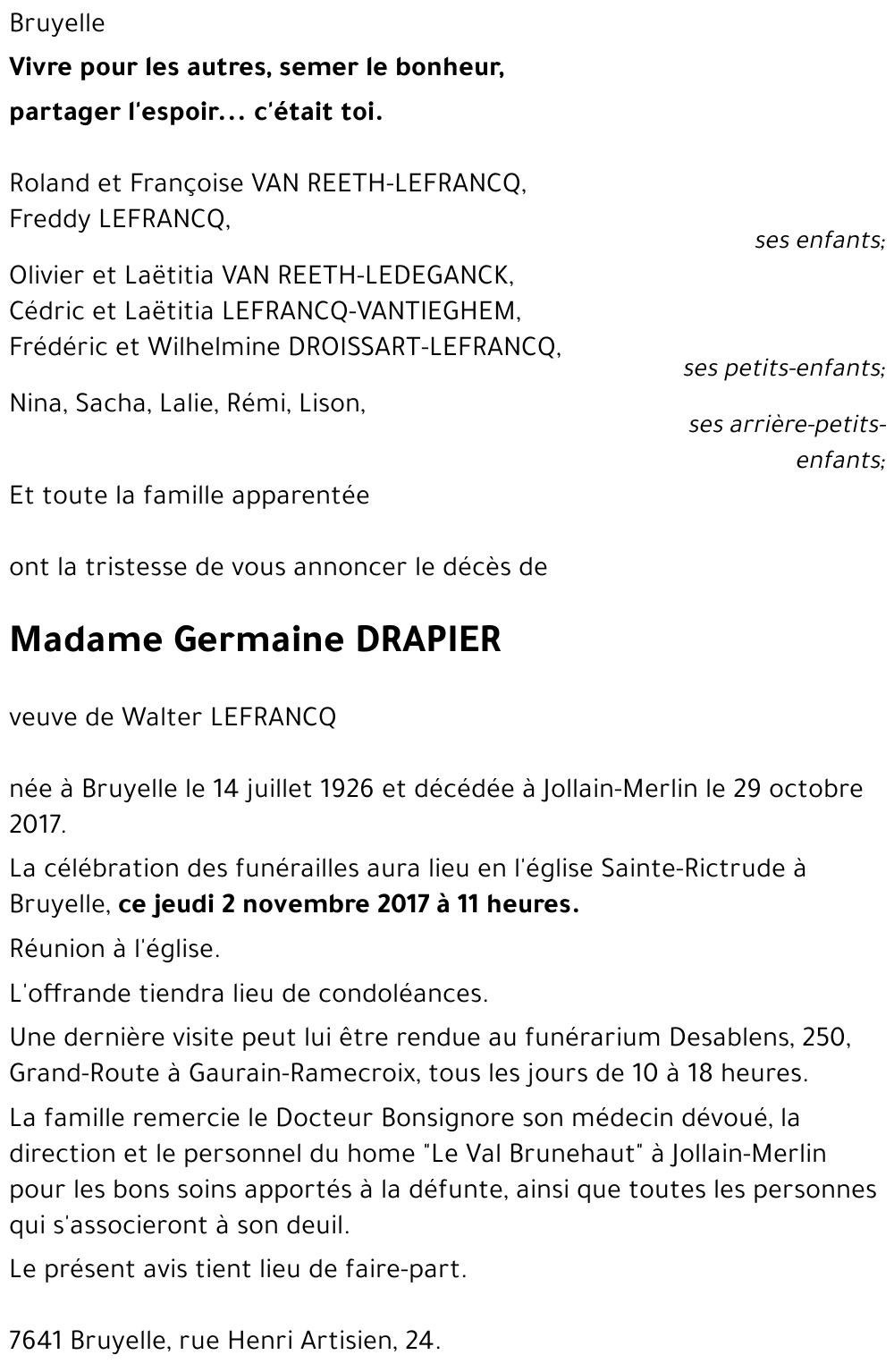 Germaine DRAPIER