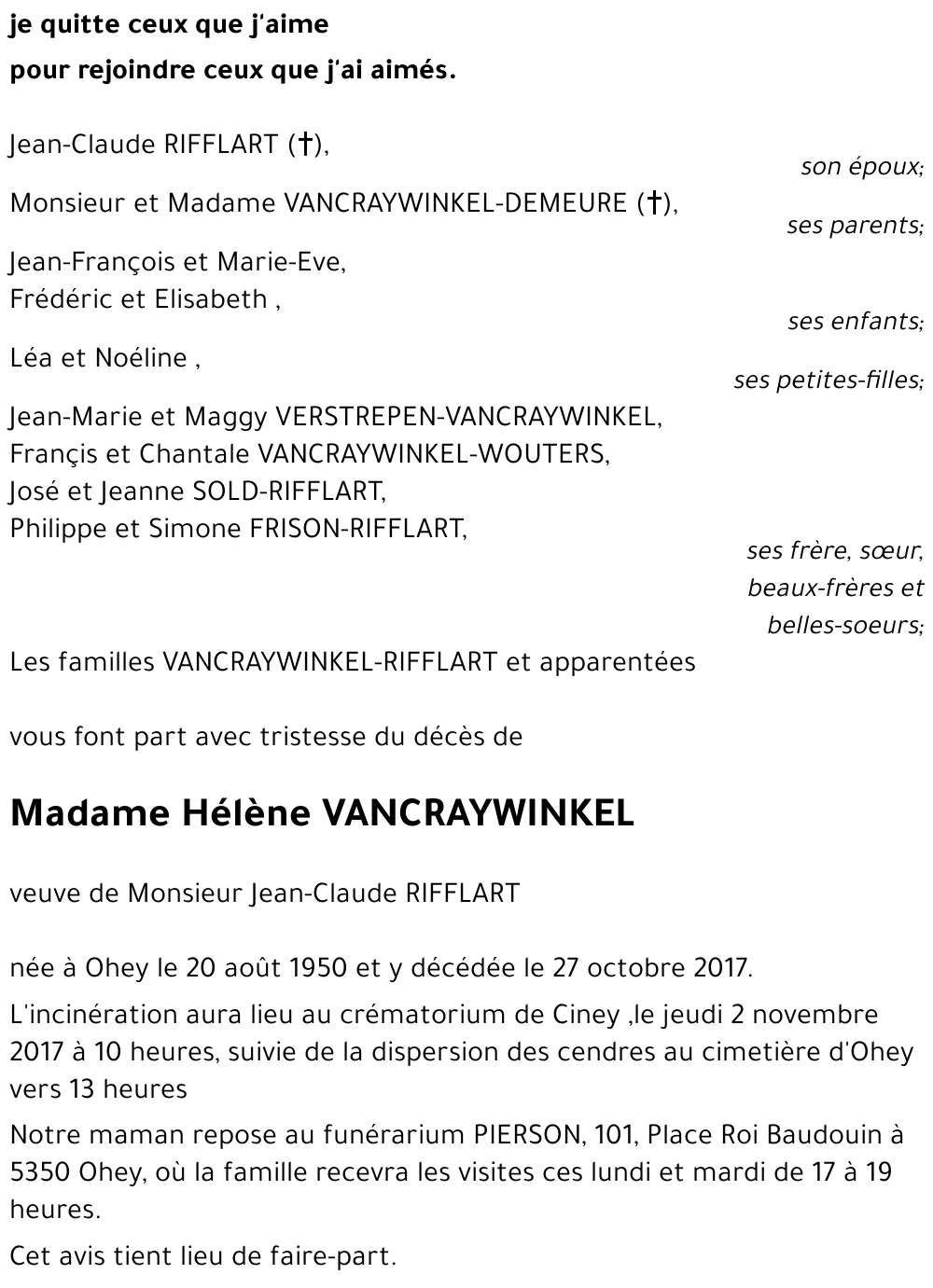 Hélène VANCRAYWINKEL