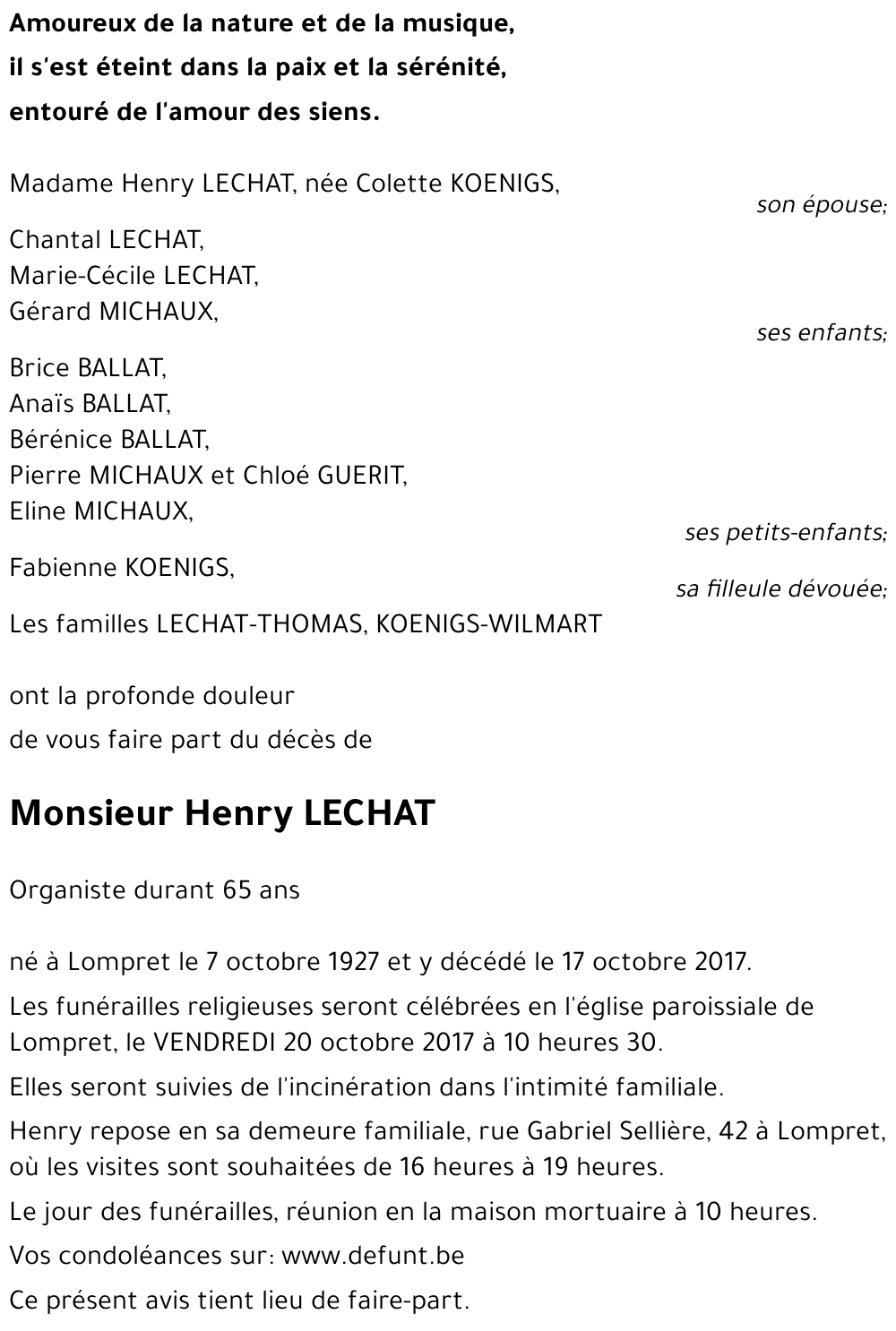 Henry LECHAT
