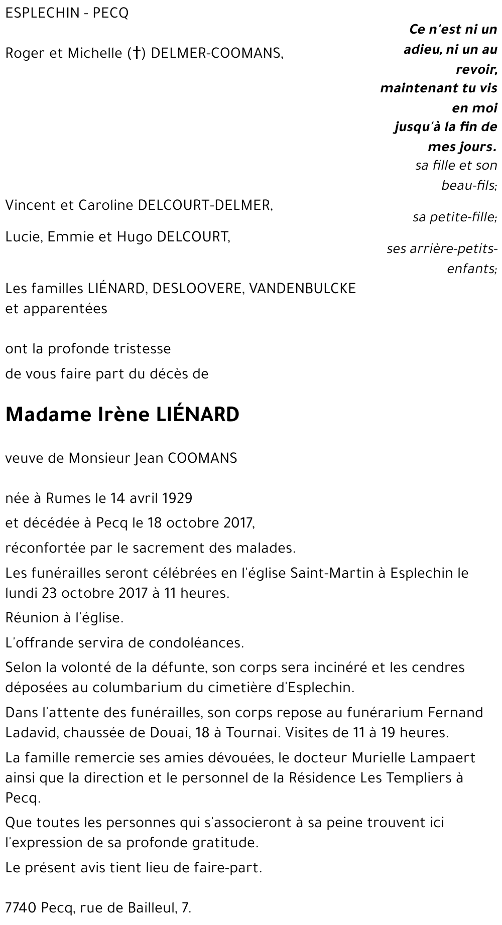 Irène LIÉNARD