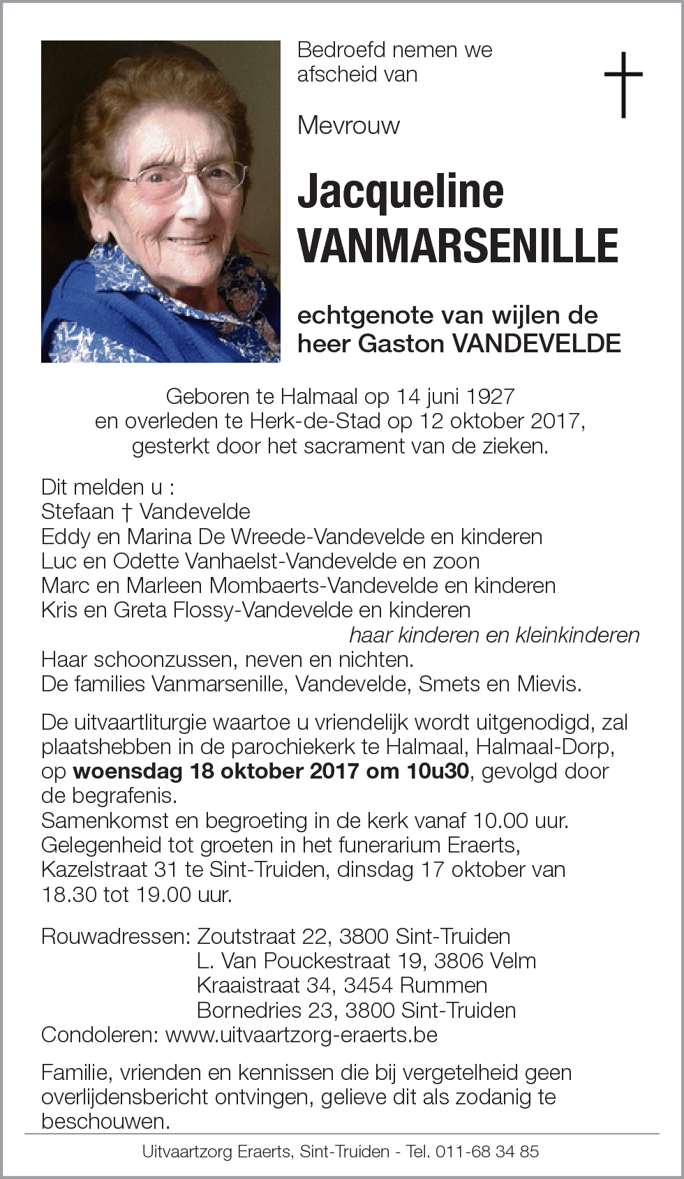 Jacqueline Vanmarsenille