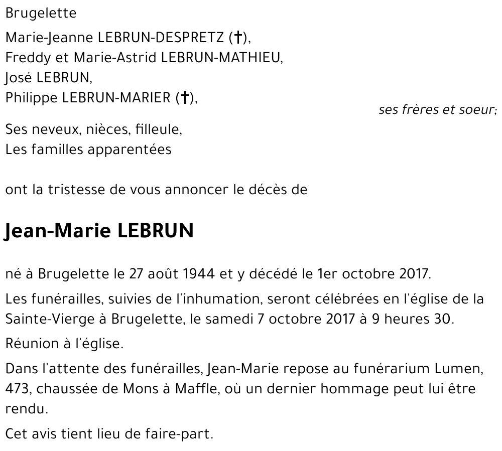 Jean Marie LEBRUN