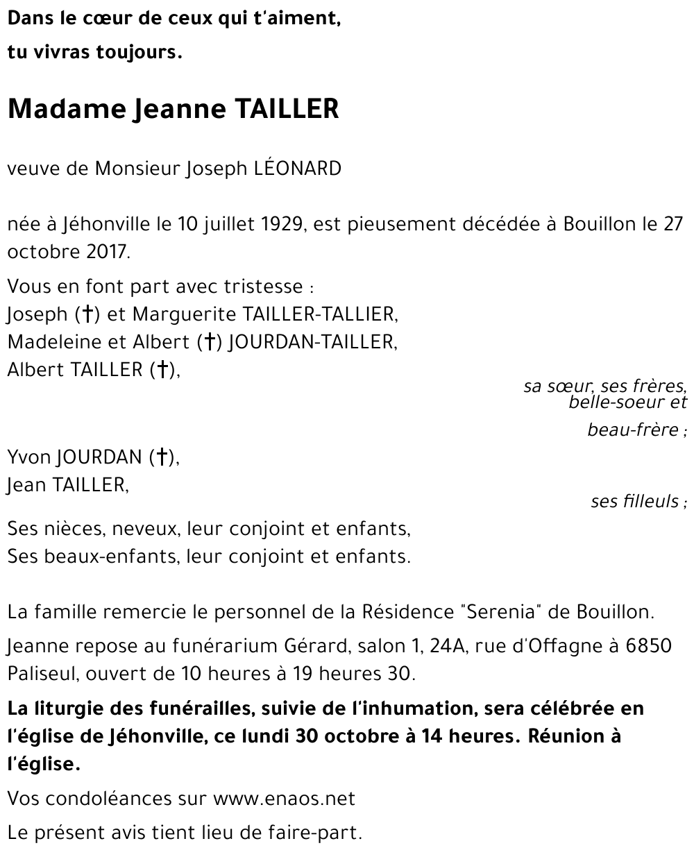 Jeanne TAILLER