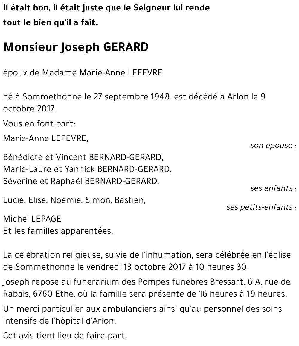 Joseph GERARD 