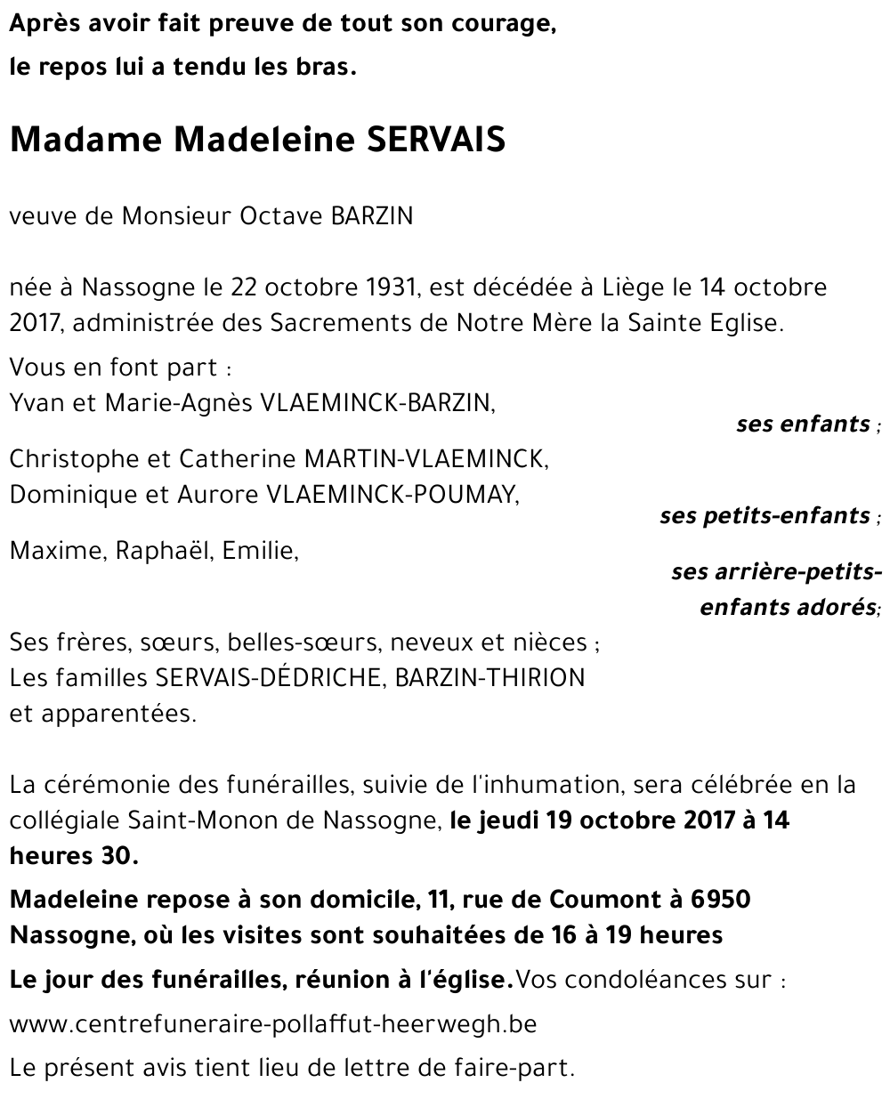 Madeleine SERVAIS