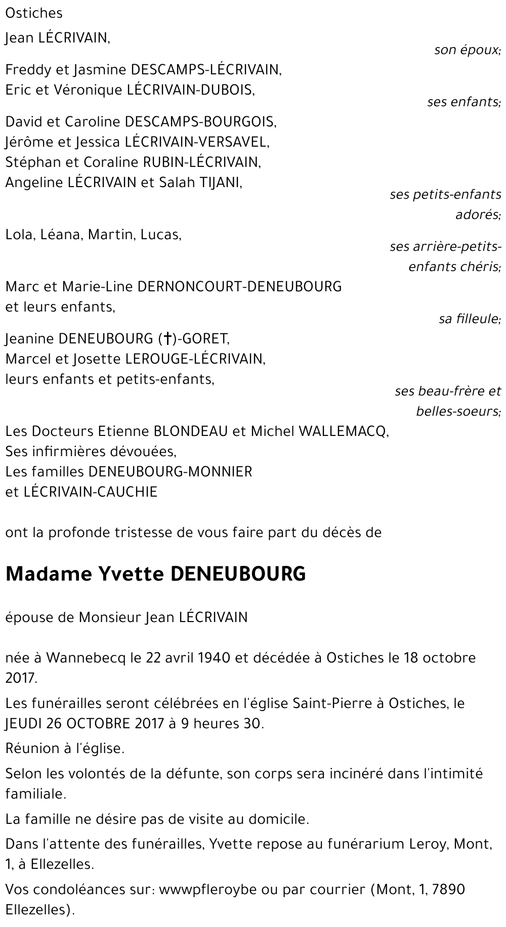 Yvette DENEUBOURG