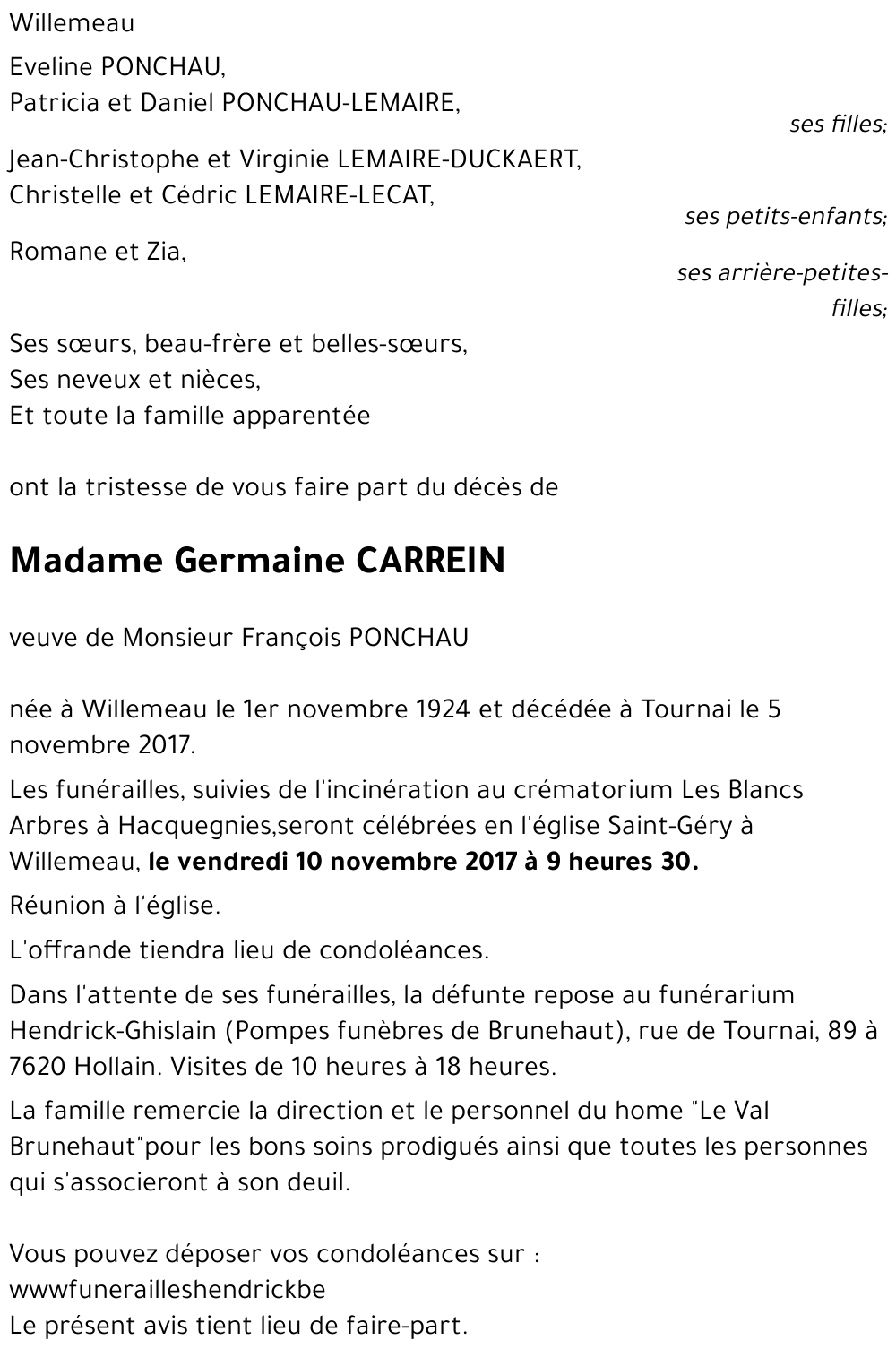 Germaine CARREIN