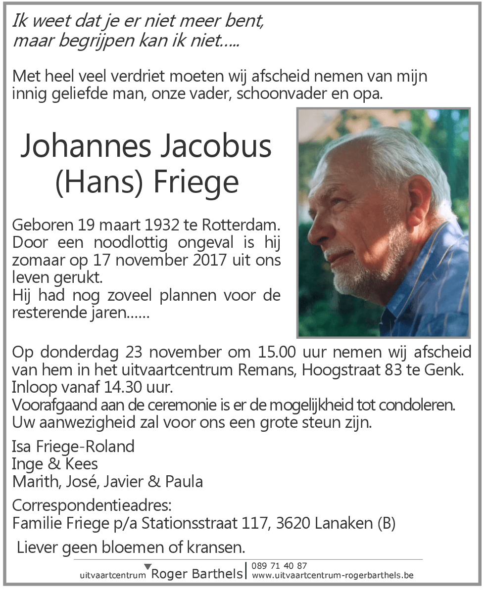 Johannes Jacobus (Hans) Friege