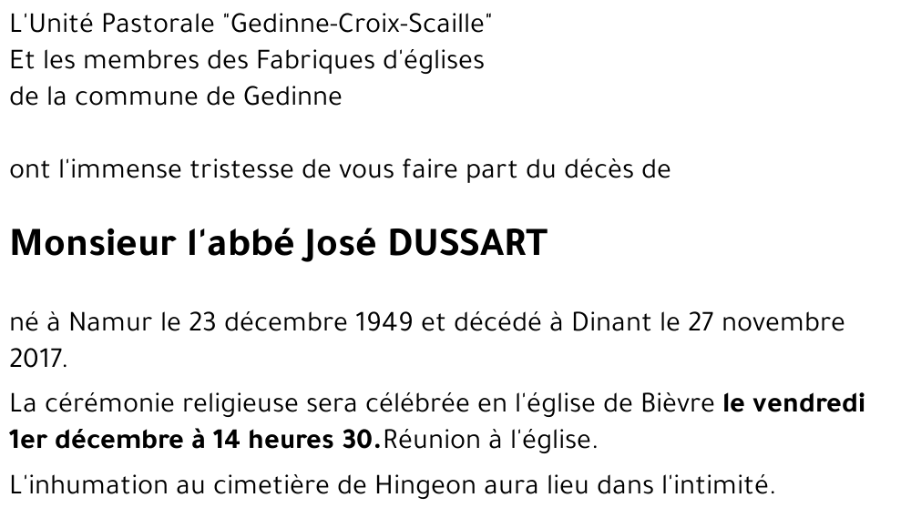 l'abbé José DUSSART