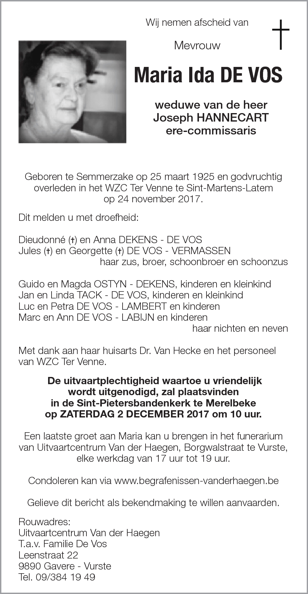 Maria, Ida DE VOS