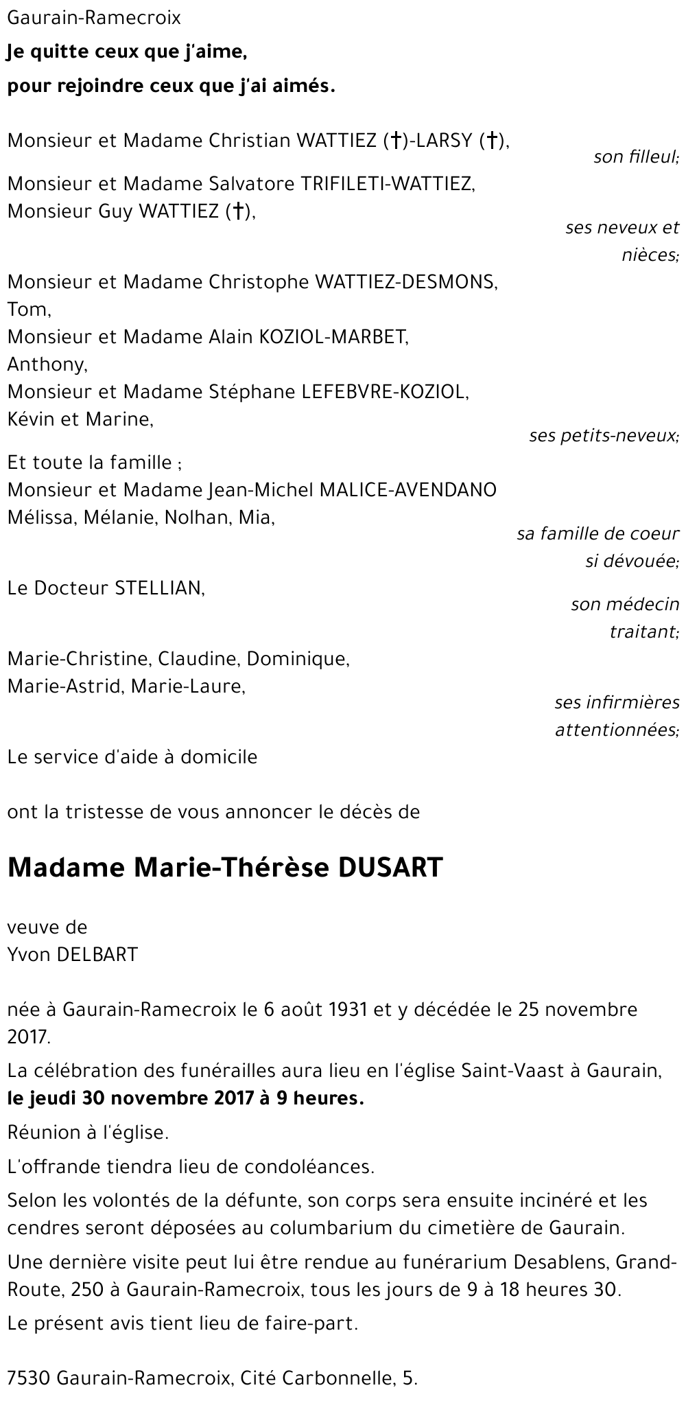 Marie-Thérèse DUSART
