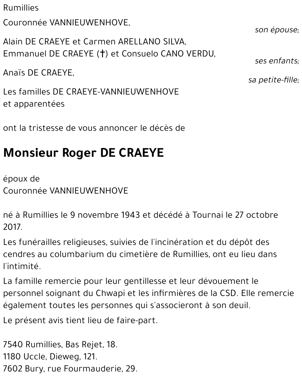 Roger DE CRAEYE