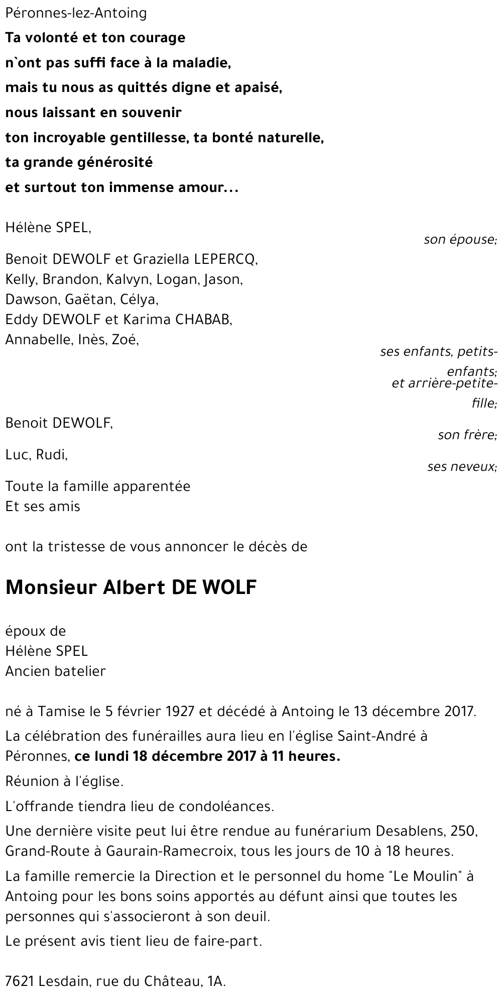 Albert DE WOLF