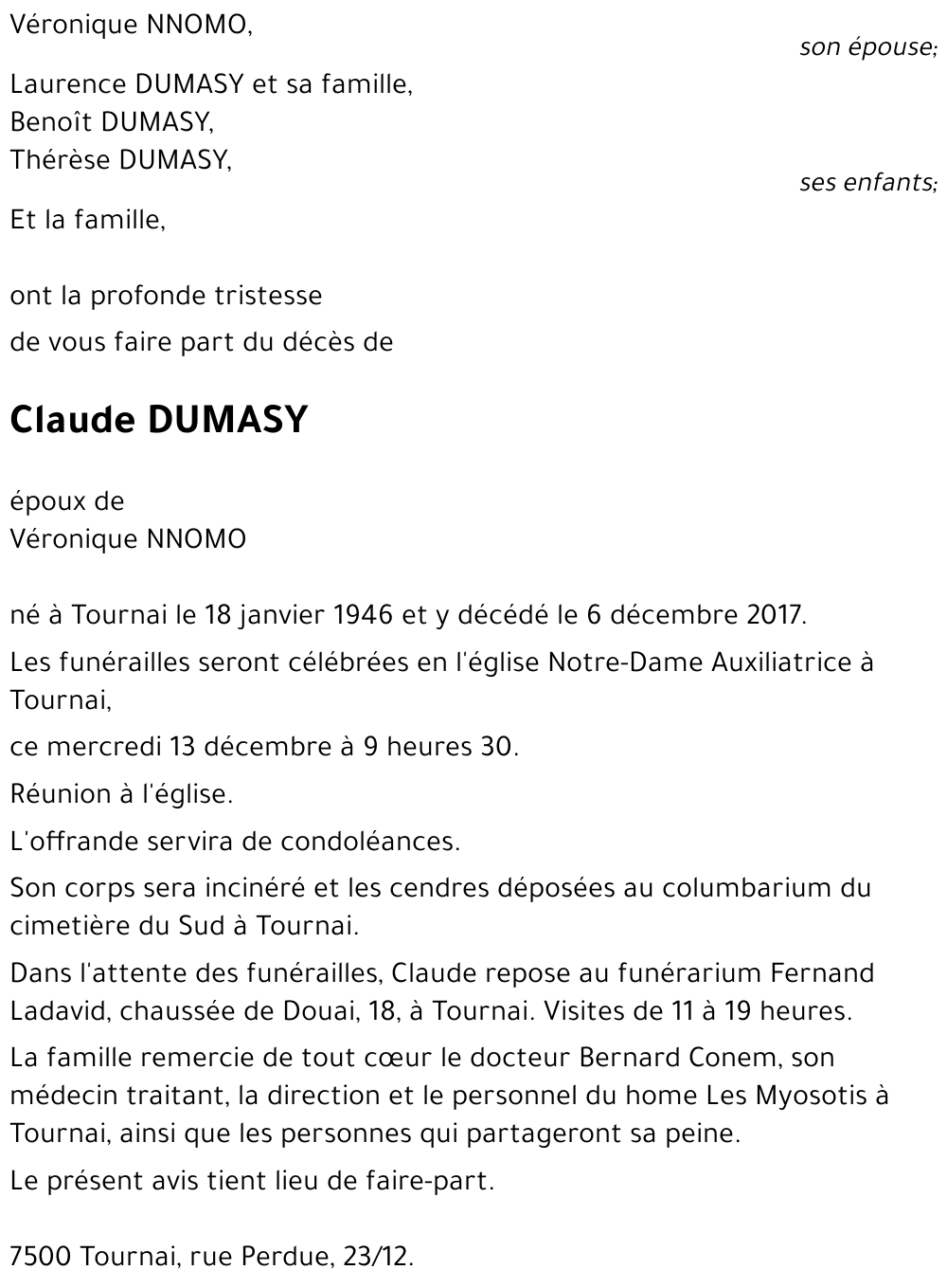 Claude DUMASY