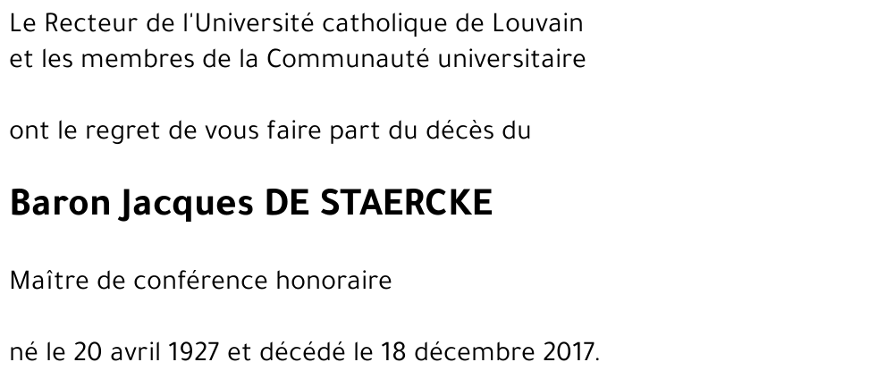 Jacques DE STAERCKE